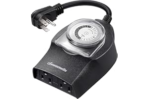 DEWENWILS Outdoor Mechanical Light Timer Waterproof, 15Amp 24 Hour Programmable Heavy Duty Timer Switch, Timer Plug Outdoor w