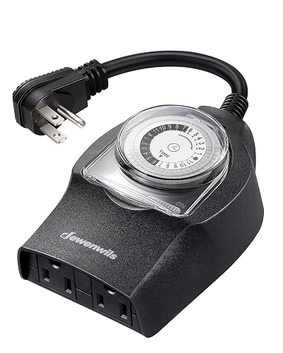 DEWENWILS 1 Pack Mechanical Light Timer for Outdoor Lighting, 24-Hour ...