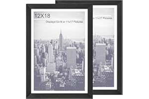 12x18 Picture Frames 2 Pack,Poster Frames Display Poster 11x17 with Mat or 12 x 18 Without Mat, Horizontal and Vertical Forma