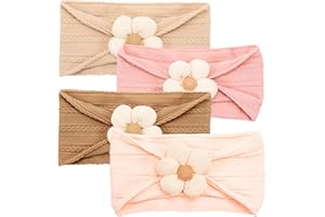 4 PCS Baby Girl Headbands,Cute flower Headband,Soft Elastic Baby Bows,Baby Girl Gift,Newborn Headbands for Girl Bows (Coffee 