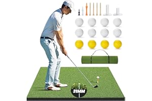 Real Feel 31MM 5x4ft & 23x16Inch Golf Hitting Mat, Large Golf Mat, Golf Turf Mat, Fairway & Rough Artificial Grass, Golf Prac