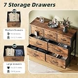 CAIYUN 7-Drawer Chest of Drawers Fabric Storage Tall Brown Dresser view 9