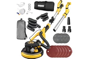 Drywall Sander, Electric Drywall Sander with Vacuum, 95.5% Dust Removal, 6 Variable Speed, 900-1800RPM, Labor-Saving Handle a