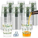 Jinei 60 Pcs Eucalyptus Baby Shower Supplies 16 oz Plastic Cups Bulk Sage Green Baby Shower Disposable Cups for Birthday Party Supplies Gender Reveal Decorations