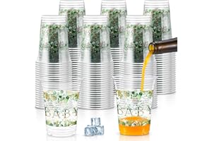 Jinei 60 Pcs Eucalyptus Baby Shower Supplies 16 oz Plastic Cups Bulk Sage Green Baby Shower Disposable Cups for Birthday Party Supplies Gender Reveal Decorations