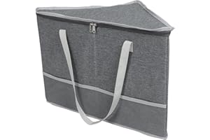 Sewroro Rigid Triangle Hanger Organizer with Lid and Handle, Polyester Clothes Hanger Storage Bin for Closet