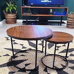 aboxoo Coffee Table Nesting Side Round Set of 2 End