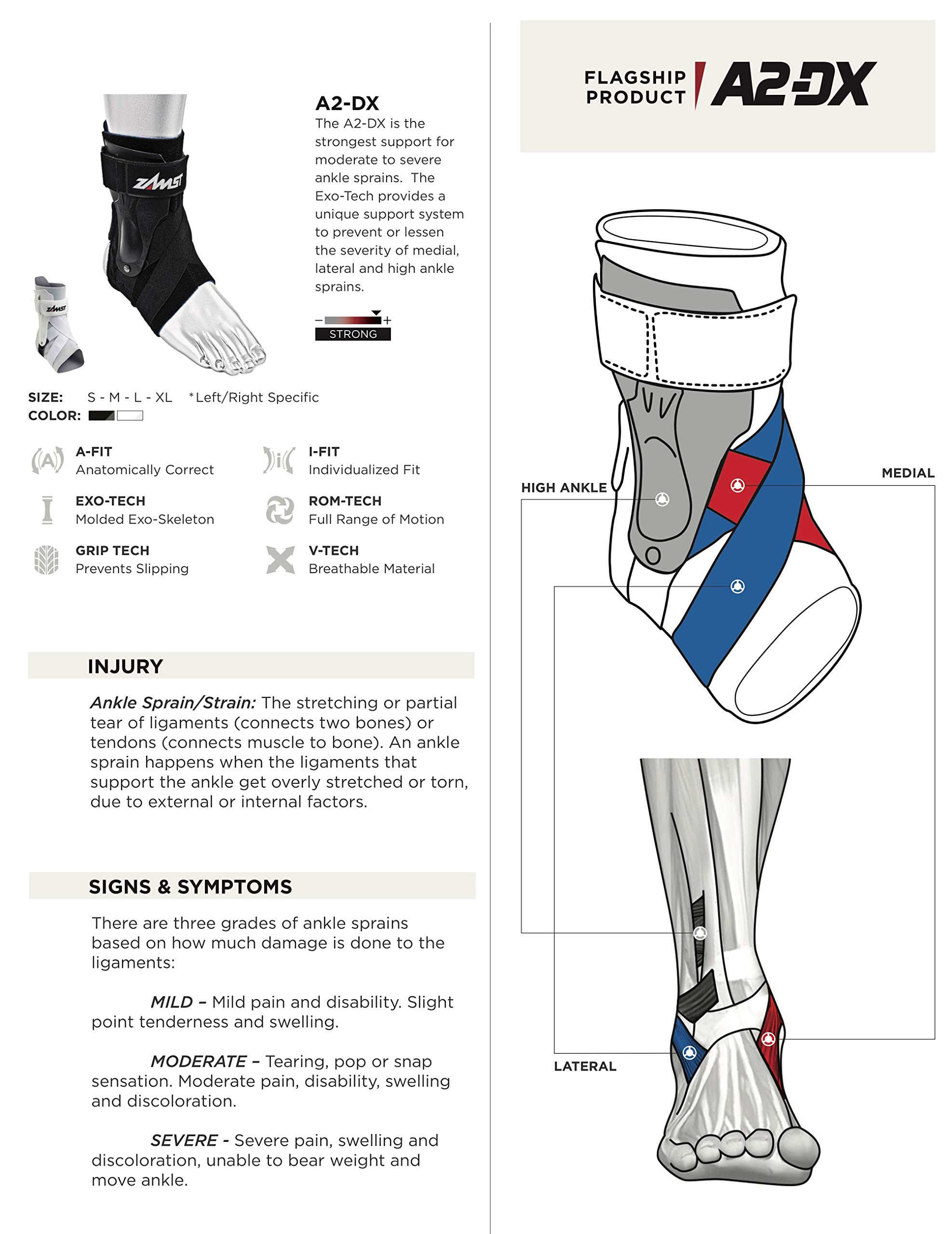 Zamst A2DX Strong Ankle Brace Active Ankle Stabilizer Brace with