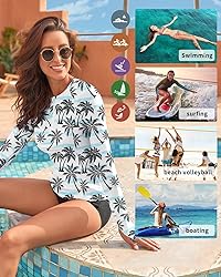 WOWENY Women Rash Guard Long Sleeve Swimsuit Top