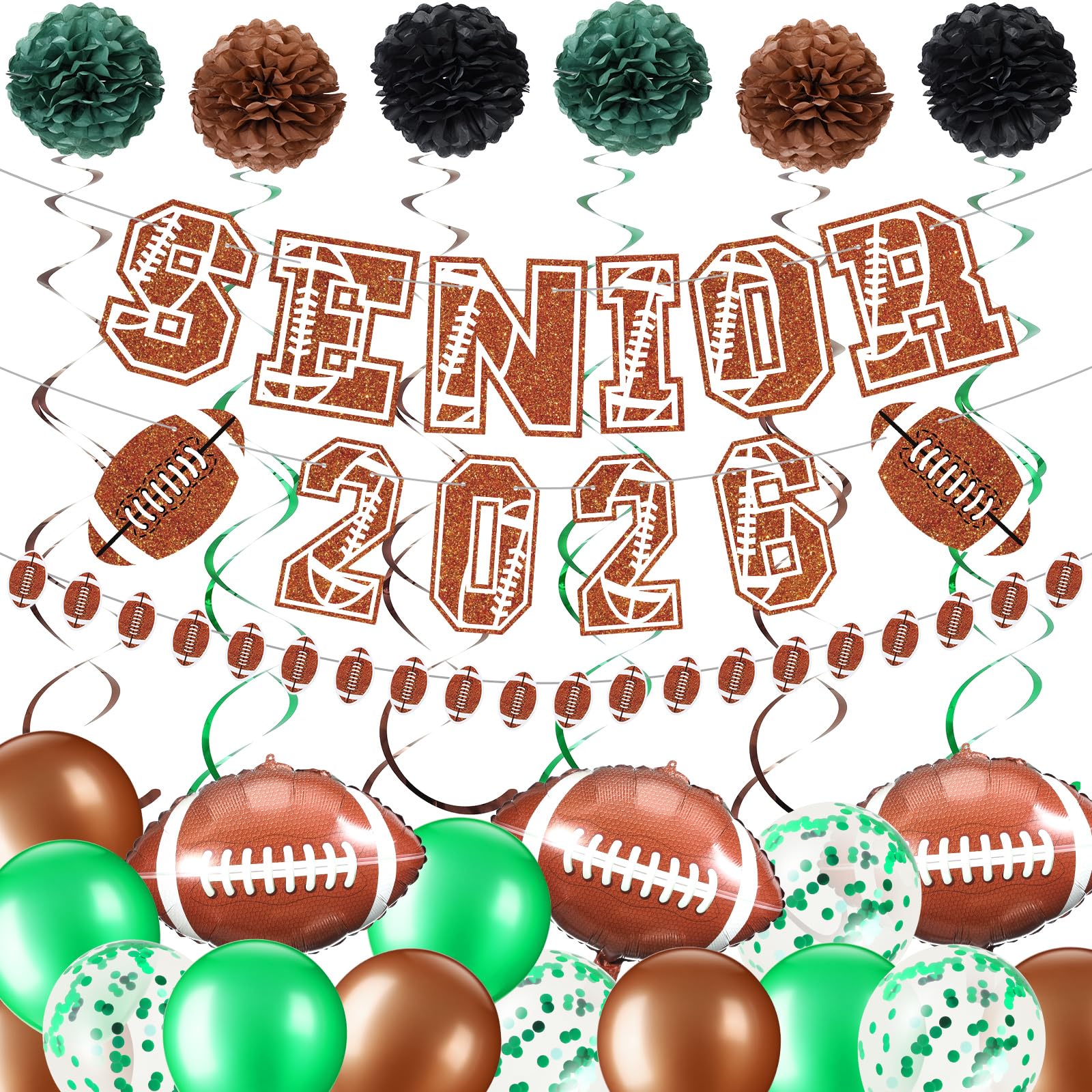 Photo 1 of Lunmon 63 Pcs Senior 2026 Decorations Football Senior Night 2026 Decoration Football Sport Theme Party Supplies for Player Gift Sport Parties Favors