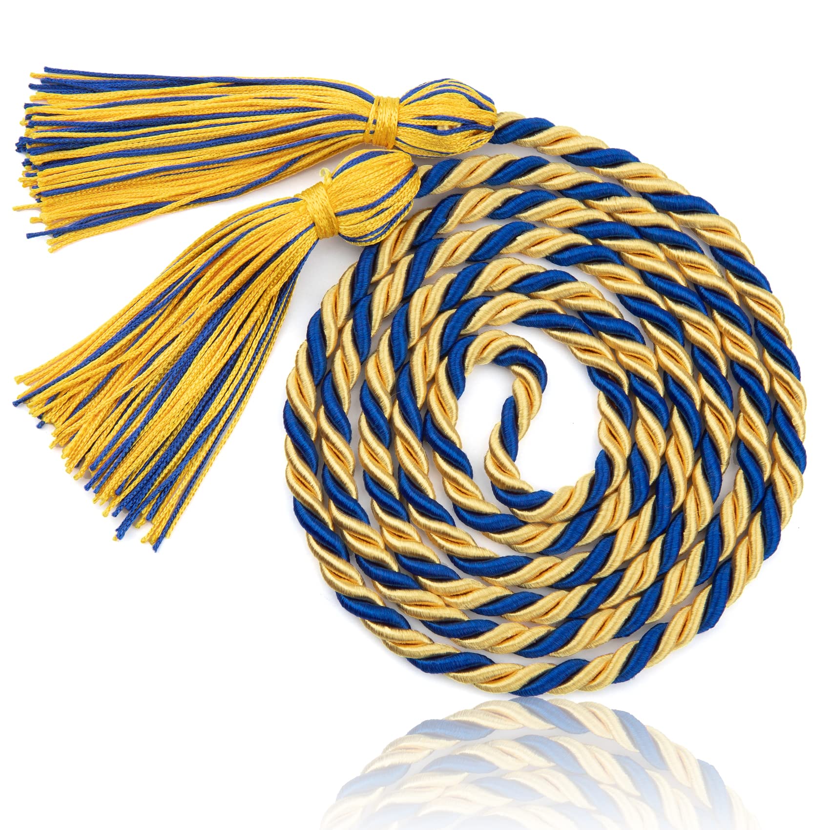 Photo 1 of Graduation Honor Cord, Blue Gold Graduation Cords 2025, Graduation Silk Rope Belt, Graduation Sash, 2025 Tassel Graduation, Blue Gold String 66 Inches for Graduation Party Ceremonies