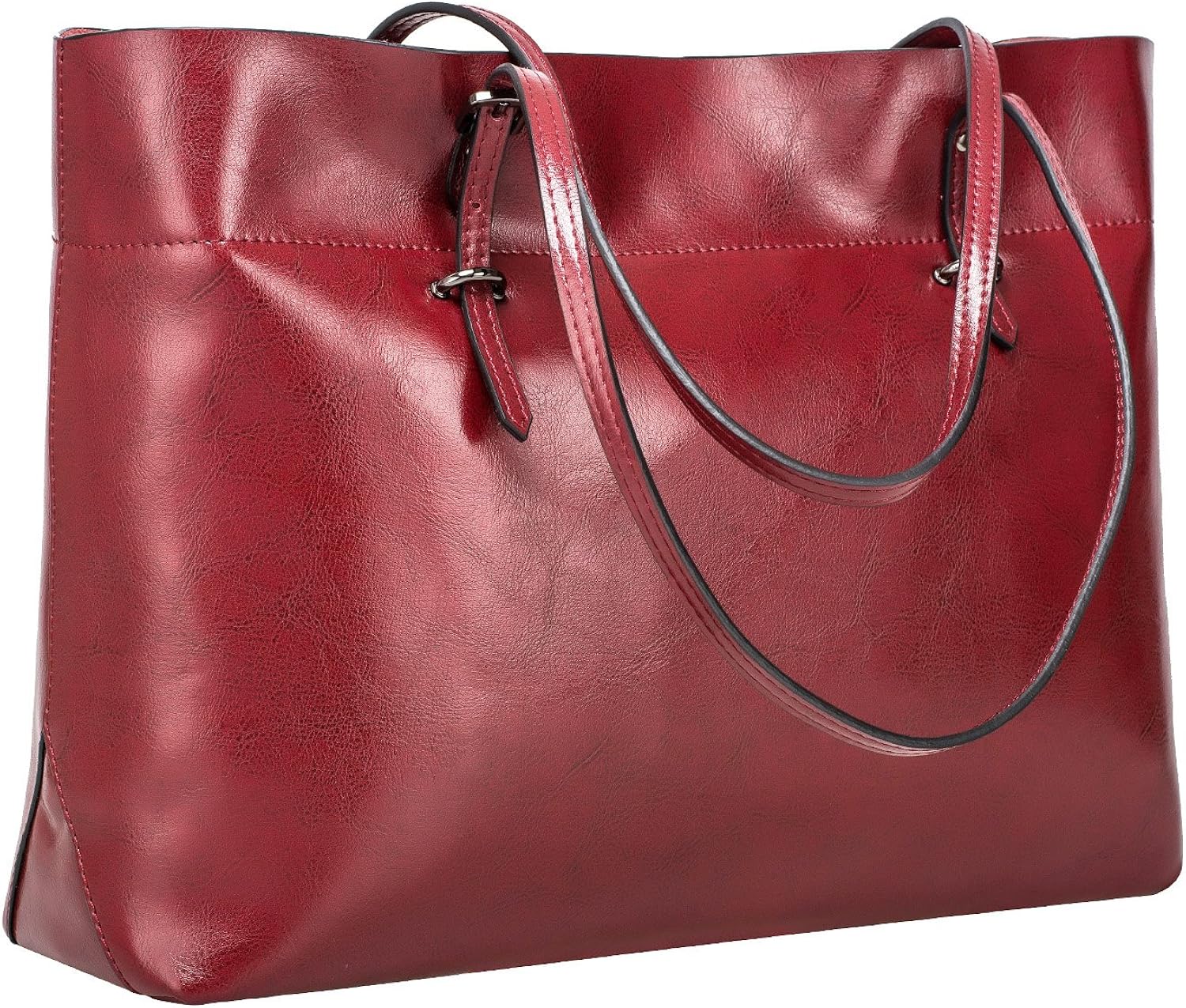 S-ZONE Women's Vintage Genuine Leather Tote Shoulder Bag Handbag, Wine