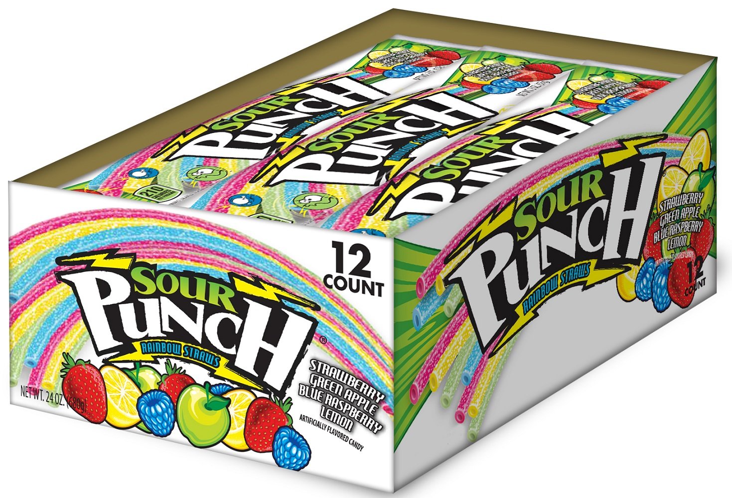 Amazon.com : Sour Punch Watermelon Sour Straws, 2oz Tray ...