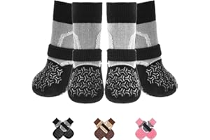 KOOLTAIL Dog Socks for Hot/Cold Pavement with Reflective Strips, Non Slip Socks to Prevent Licking Paws, Pet Boots & Paw Protectors for Hardwood Floor,Grippy Shoes for Small Medium Large Dogs, Black M
