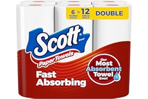 Scott Paper Towels, Choose-A-Sheet, 6 Double Rolls = 12 Regular Rolls (100 Sheets Per Roll)