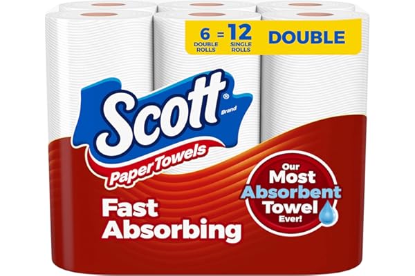 Scott Paper Towels, Choose-A-Sheet, 6 Double Rolls = 12 Regular Rolls (100 Sheets Per Roll)