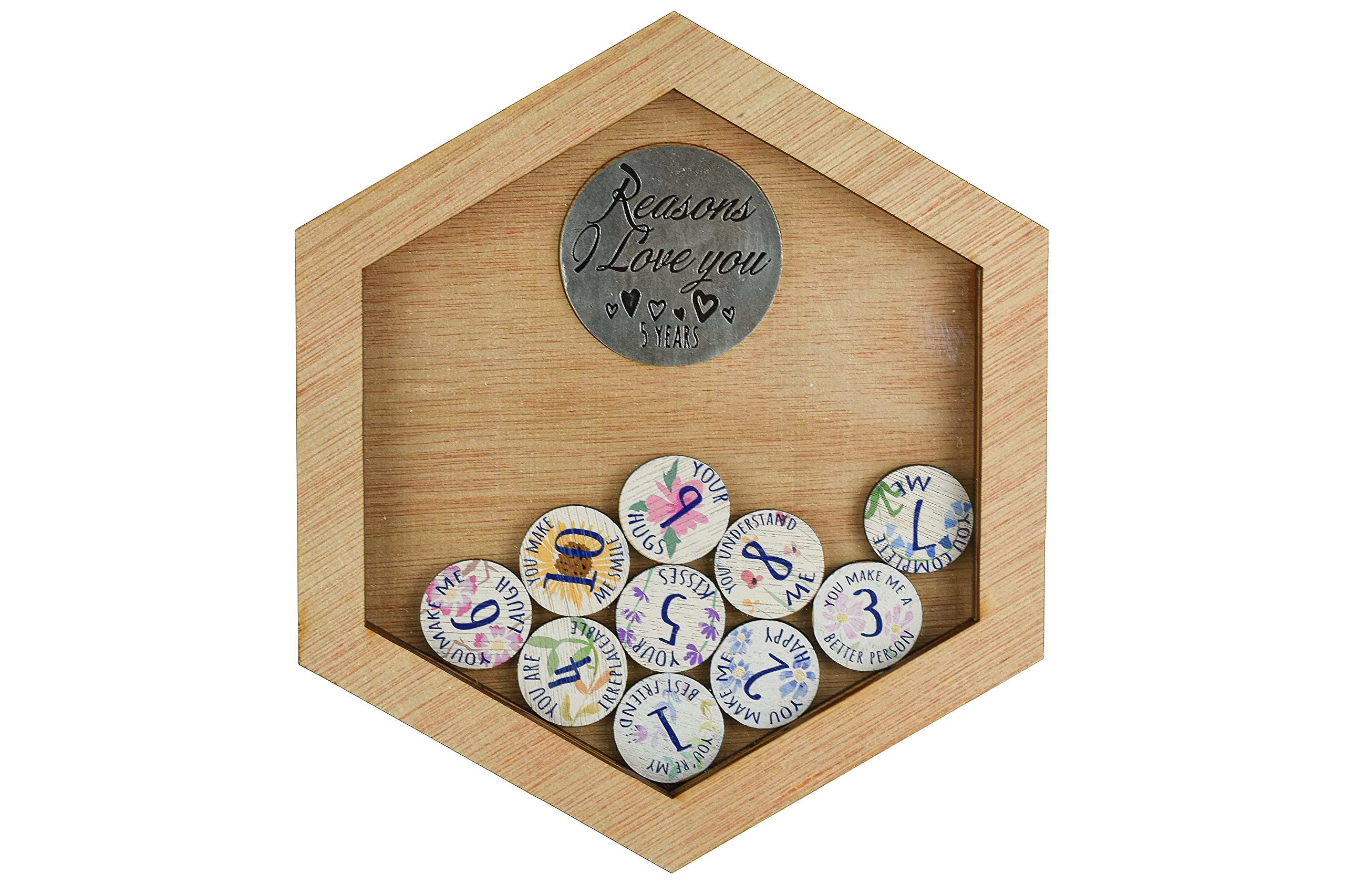 5th Anniversary 10 Reasons I Love You Frame and Full Colour Love Tokens