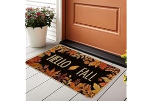 ARTDMT Hello Fall Maple Leaves Decorative Doormat, Fall Maple Leafs Door mat Indoor Outdoor Entrance Floor Mat Non Slip Autumn Harvest Vintage Thanksiving Decor Rubber Welcome Mats（29 x17in）