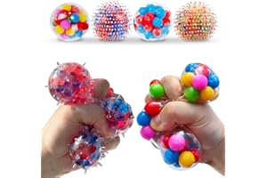 AODESY Stress Balls for Kids and Adults 4 squishies Balls Water Bead Stress Balls Sensory Ball Squeezing Ball Squishies Toys Set for Anxiety Autism ADHD and More