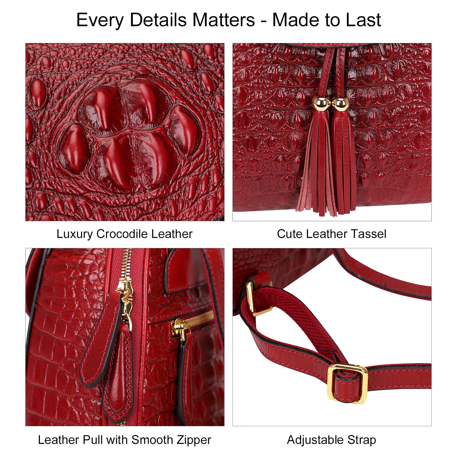 PIJUSHI Small Crocodile Leather Backpacks Purse for Women Casual Backpack Fashion Bag
