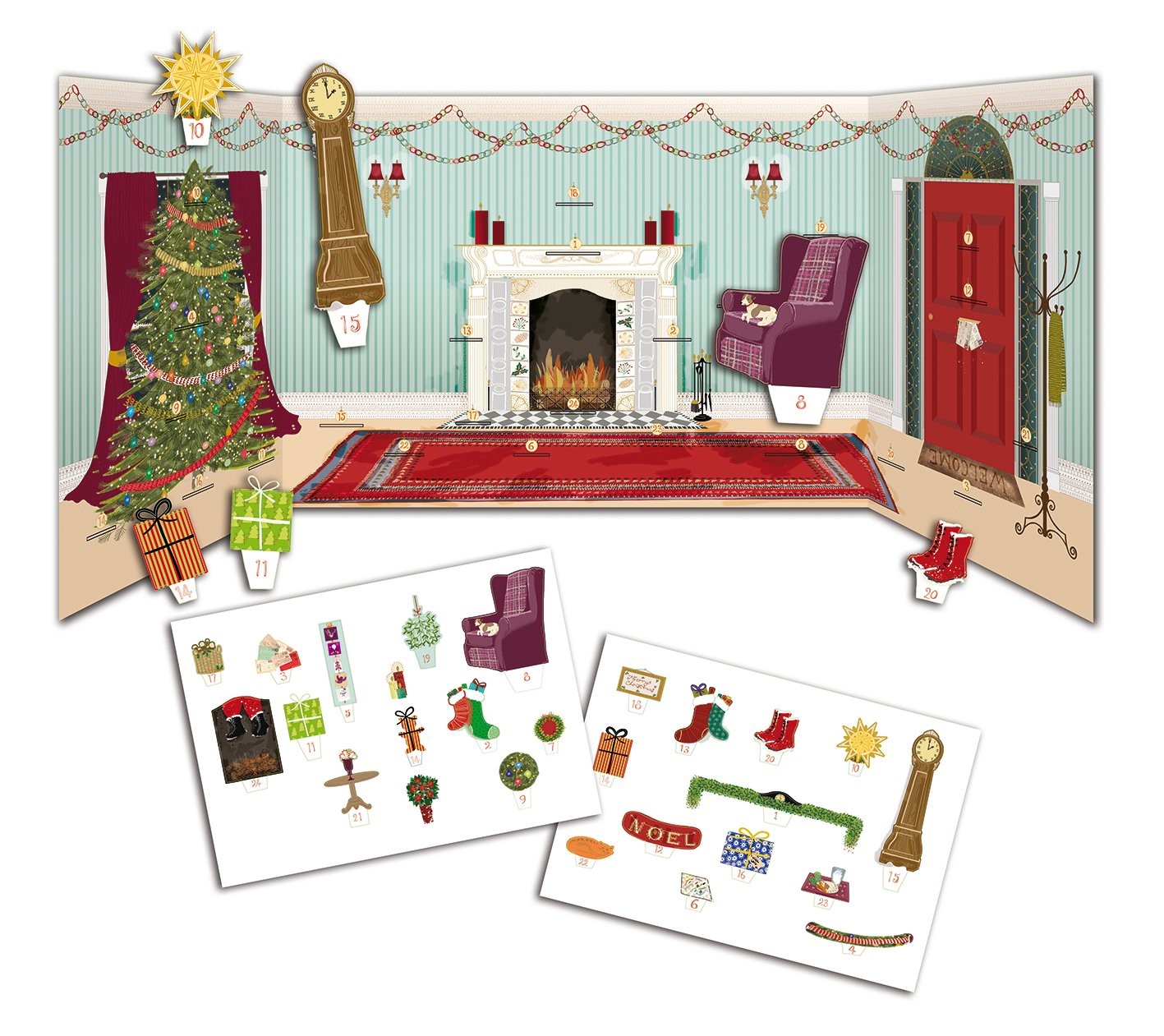 3D Advent Calendar - A Doll's House by The Fireside - Easy to Assemble 24 Piece Christmas scene to build.