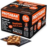 PROTABAR Egg White Protein Bars, 15g Protein, No Added Sugar, 12 Count | 4 simple ingredients: egg whites, dates, hazelnuts, and cocoa