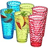 Amazing Abby - Iceberg - 30-Ounce Plastic Tumblers (Set of 6), Acrylic Drinking Glasses, Mixed-Color Reusable Plastic Cups, Stackable, BPA-Free, Shatter-Proof, Dishwasher-Safe