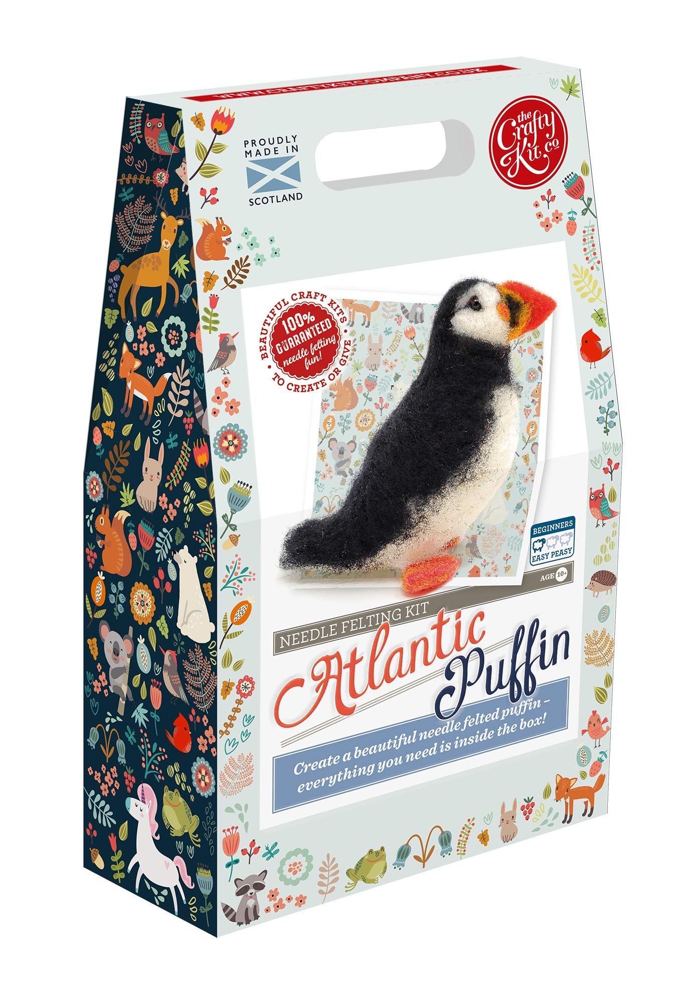 The Crafty Kit Company Atlantic Puffin Needle Felting Craft Kit for Beginners Including Corriedale Wool, Needles and Instructions