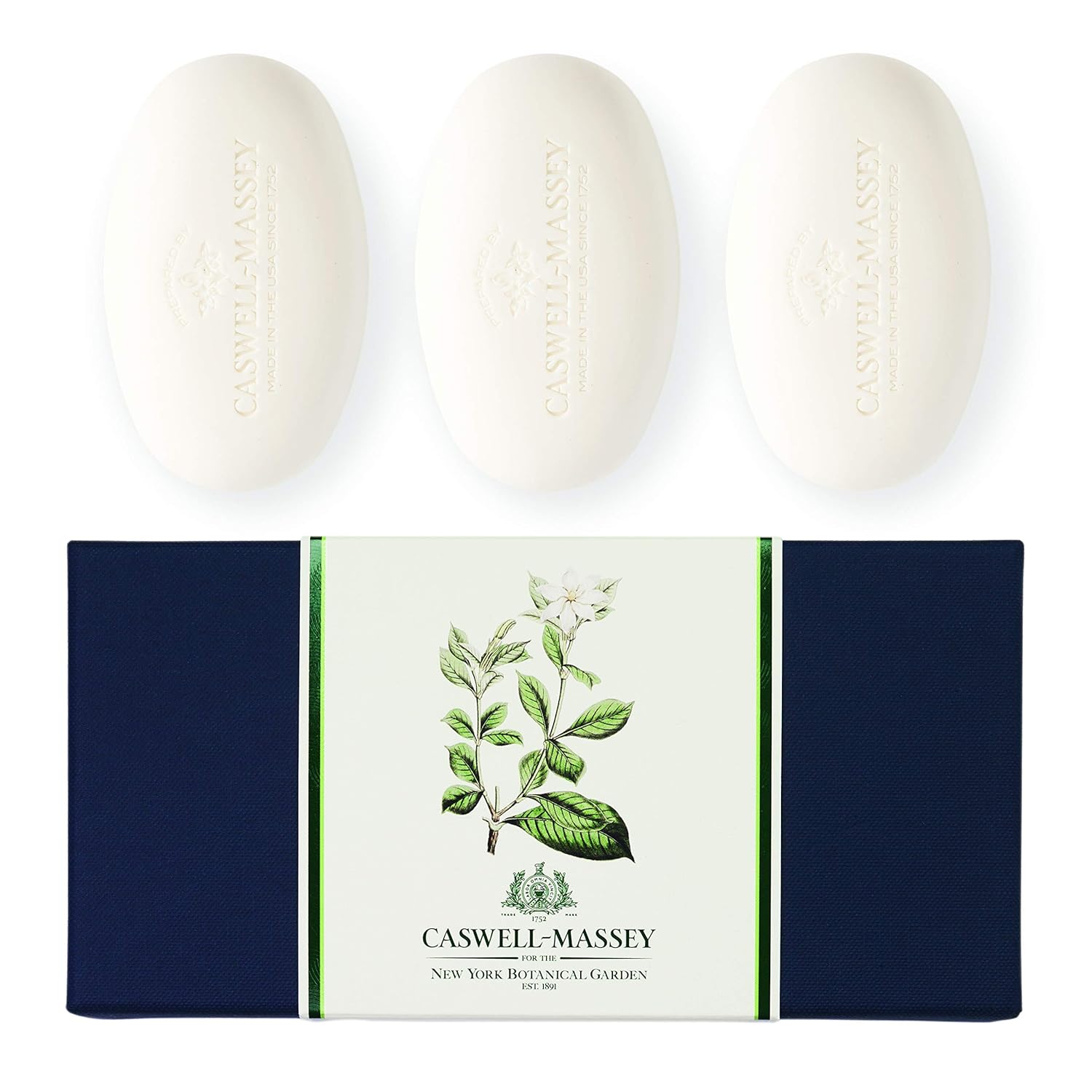 Caswell-Massey Gardenia Scented Women's Bar Soap - Set of Three Soap Bars, 3.25 oz each Triple Milled Luxury Bath Soap - NYBG Collection - Made In USA : Beauty