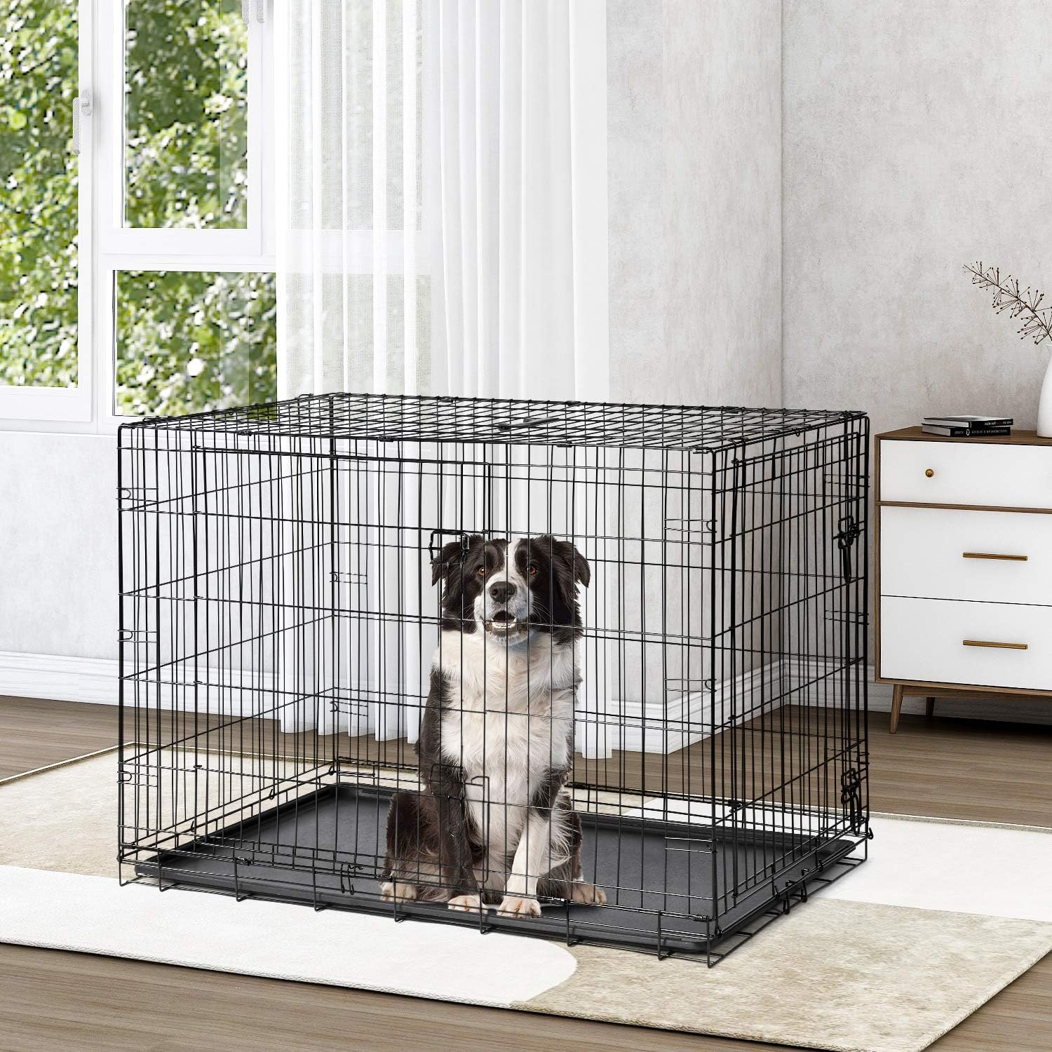 GT pro 30 Pouces （L） Double Portes Cage pour Chien en Métal Deux Portes
