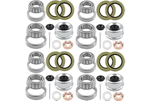 TORKETTLE 4 Sets 25580 14125A 7K Trailer Hub Wheel Bearing Kits for 5200-7000 lb Axle with Grease Seals 10-36,Nuts,Rubber Plugs,2.72" Dust Caps,Cotter Pins,Washers