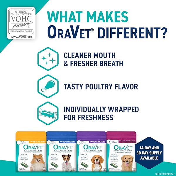 ORAVET DENTAL CHEWS FOR DOGS, ORAL CARE AND HYGIENE CHEWS (LARGE DOGS, OVER 50 LBS.) PINK POUCH, 14 COUNT