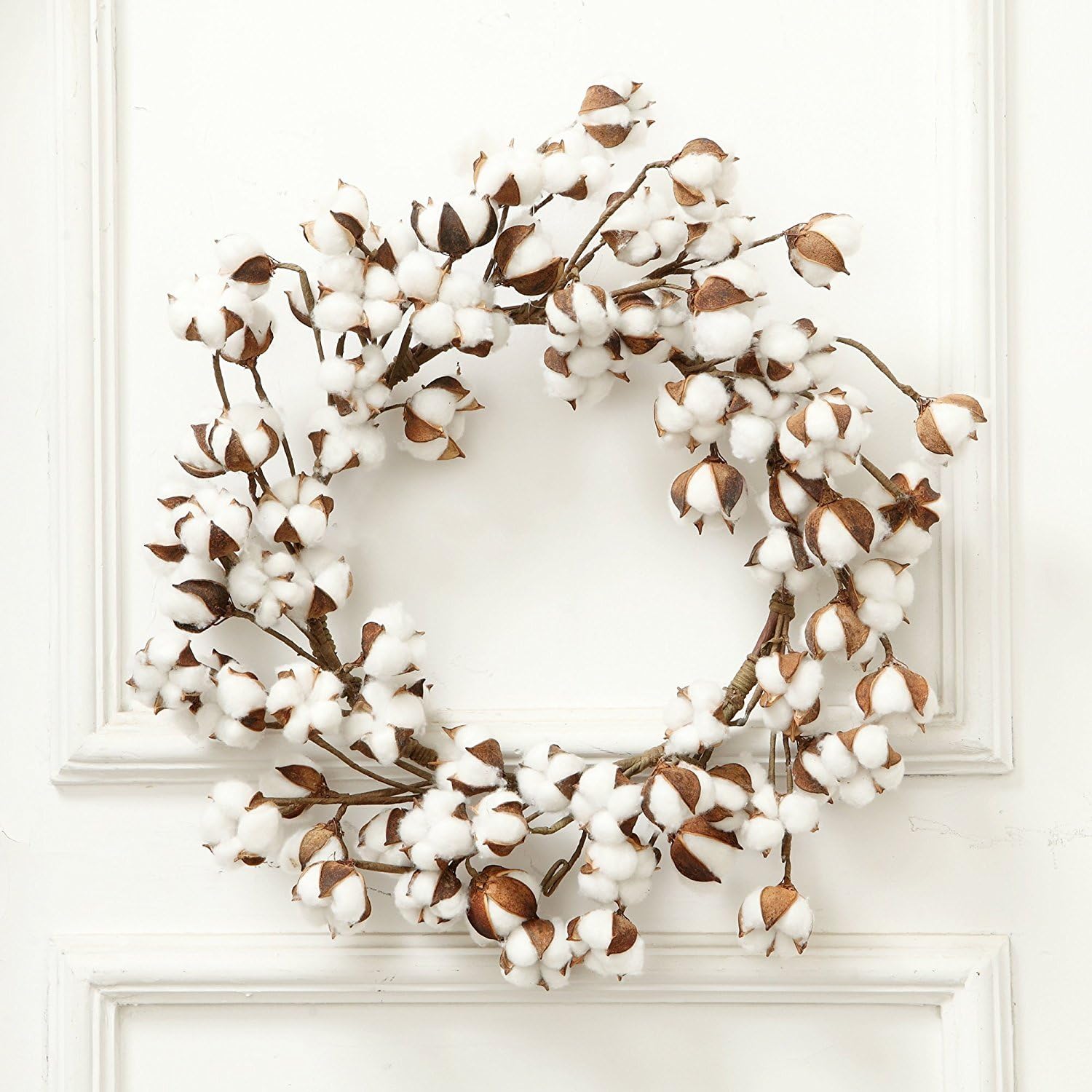 Amazon Com Uhbgt Cotton Wreath Dried Cotton Flowers Cotton Boll Wreath Stem Branches Decorative Flower For Farmhouse Style Wedding Home Decorations Flower 11 Diameter Home Kitchen