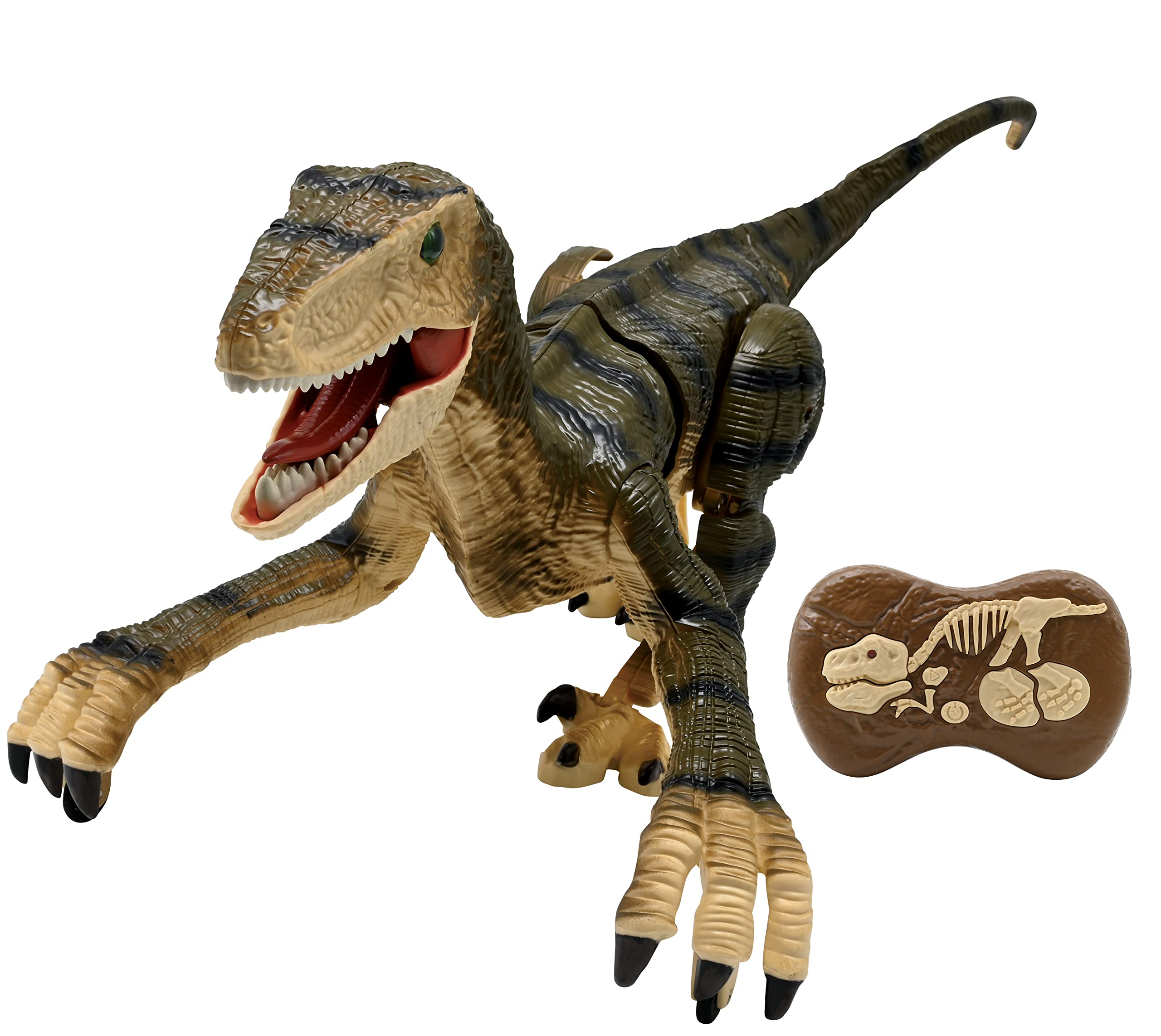 LEXIBOOK, RC Raptor Control, Realistic remote controlled dinosaur, Articulated movements, Roars, Light effects, Rechargeable, Fossil remote control included, DINO01 — image 1