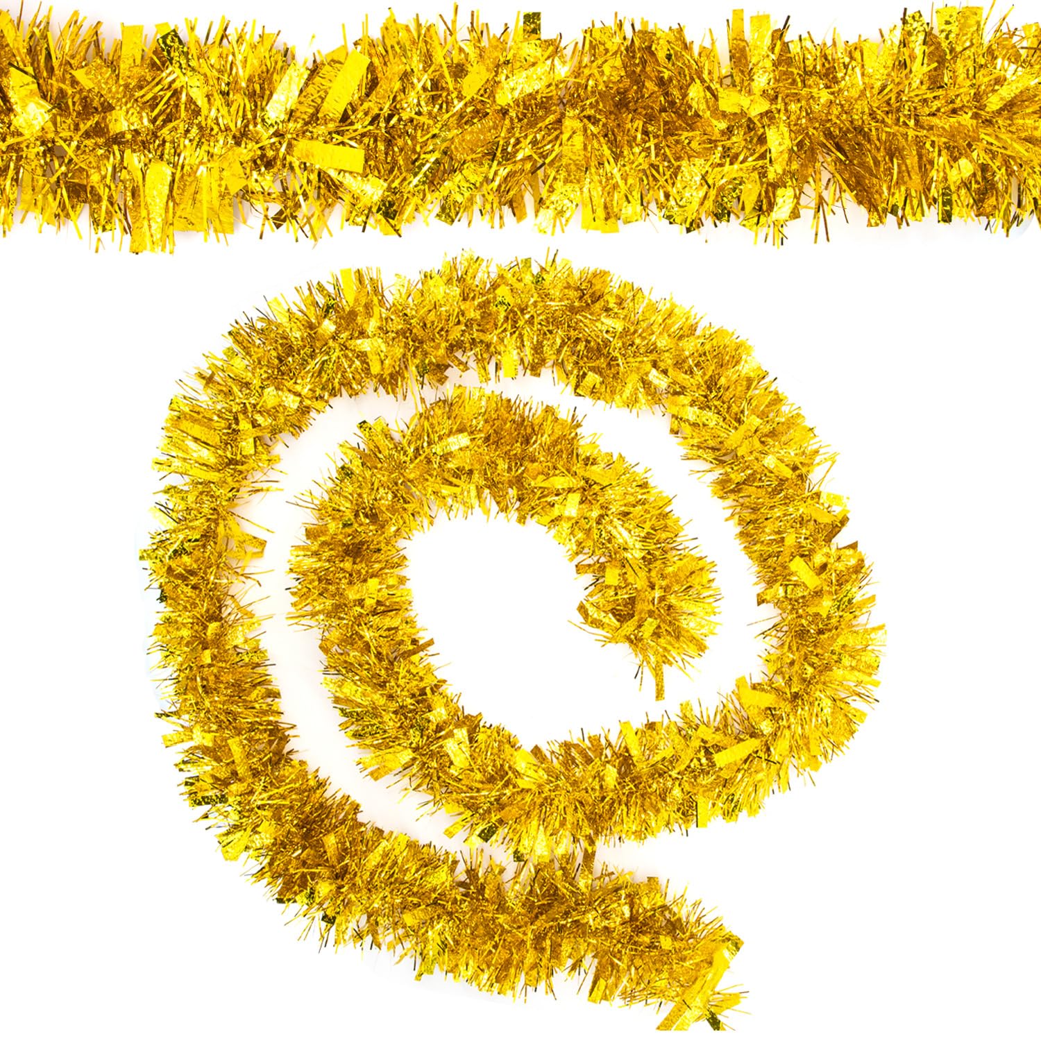 CHEERMAGIC Christmas Tinsel Garland, 13.12FT Christmas Tree Tinsel Decoration, Metallic Tinsel Garland, for Christmas New Year Holiday Party Decorations A6-LPZLH (Gold)