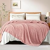 Exclusivo Mezcla Fleece Bed Blankets Queen Size, Ultra Soft, Lightweight and Fuzzy Dusty Pink Blanket for Women, Home Decor, 90x90 Inches
