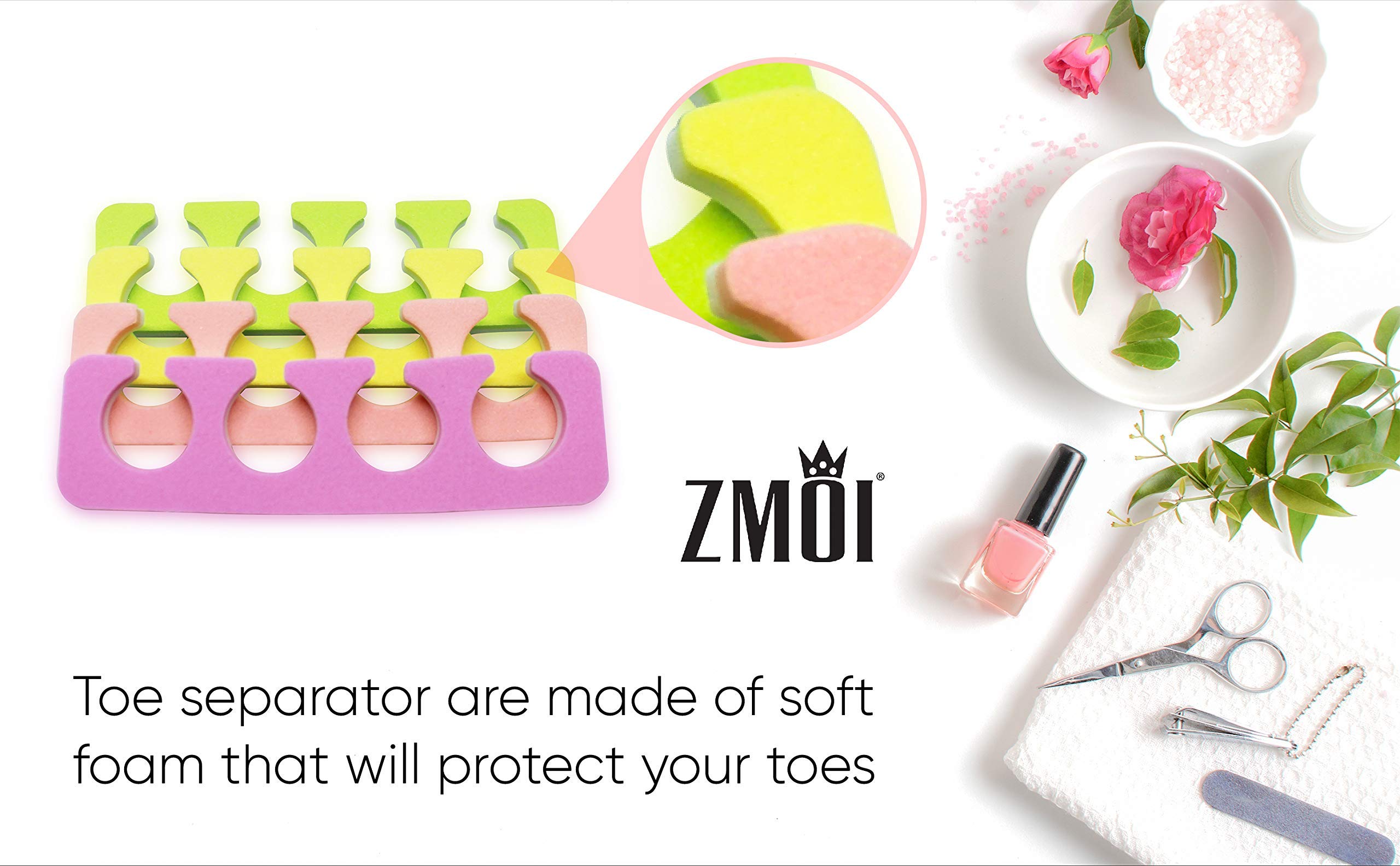 Toe Separators Set - 24 Pieces Premium Pedicure Tool Kit Super Soft & Durable Two Tone ZMOI - Image 5