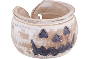EXIMIOUS INDIA Wooden Yarn Bowl Knitting Halloween Decoration Large Crochet Yarn Holder YB2207 Handmade Crocheting Accessories and Supplies Organizer 7 x 4"