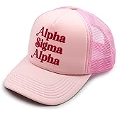 Sorority Shop Alpha Sigma Alpha Baseball Cap - Mesh Trucker-Style Hat, Padded Front Panel and Snap Closure, Alpha Sigma Alpha Gifts for Women Pink