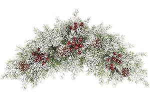 HiiARug 26 inch Christmas Decorative Swag Artificial Christmas Mailbox Swag Pine Branch Red Berry Front Door Winter Decor for Xmas Holiday Outdoor Porch Door Patio Decor