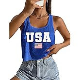 VVNTY American Flag Crop Tank Tops Women's Patriotic 4th of July Tee Girls Summer Sleeveless USA Shirts