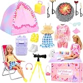 35 Pcs Doll Camping Outdoor Adventure Playset for 11.5 Inch Girl Dolls | STEM Tent with Backpack, BBQ Grill &amp; Stargazing Tools Pretend Play Outdoor Adventure Toy