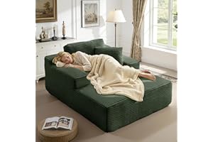 Meqiodas 67.5 Inch Oversized Indoor Chaise Lounge, Sofa Bed, Living Room Sofa, Corduroy Sofa, Couches for Living Room, Deep Seat Sleeper Couch Reading Chairs (Green)
