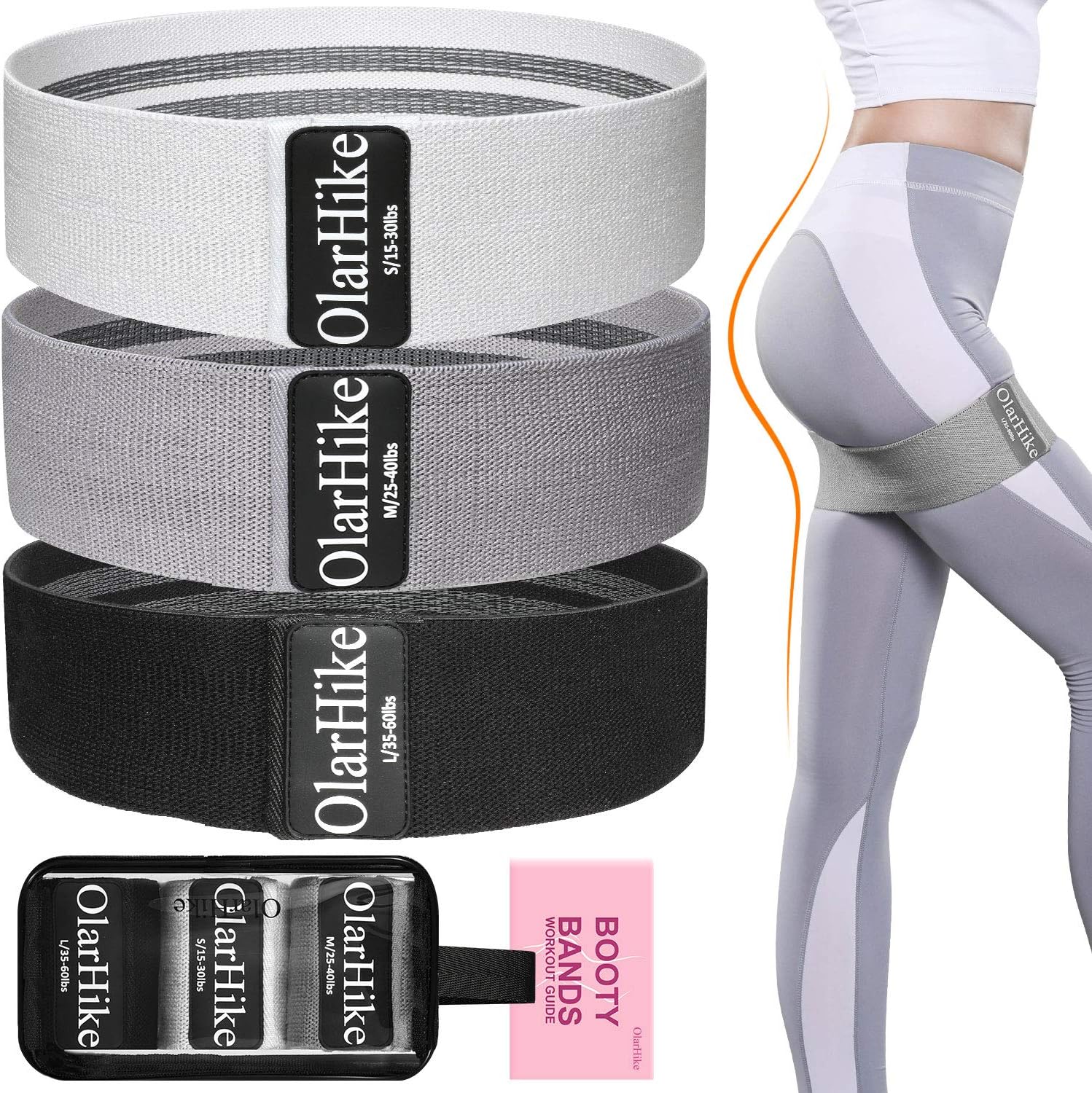 OlarHike Booty Bands for Working Out, 3 Fabric Resistance Bands Set for Legs and Butt, Non-Slip Workout Exercise Bands with Portable Carrying Bag, Glute Band for Women Fitness : Sports & Outdoors
