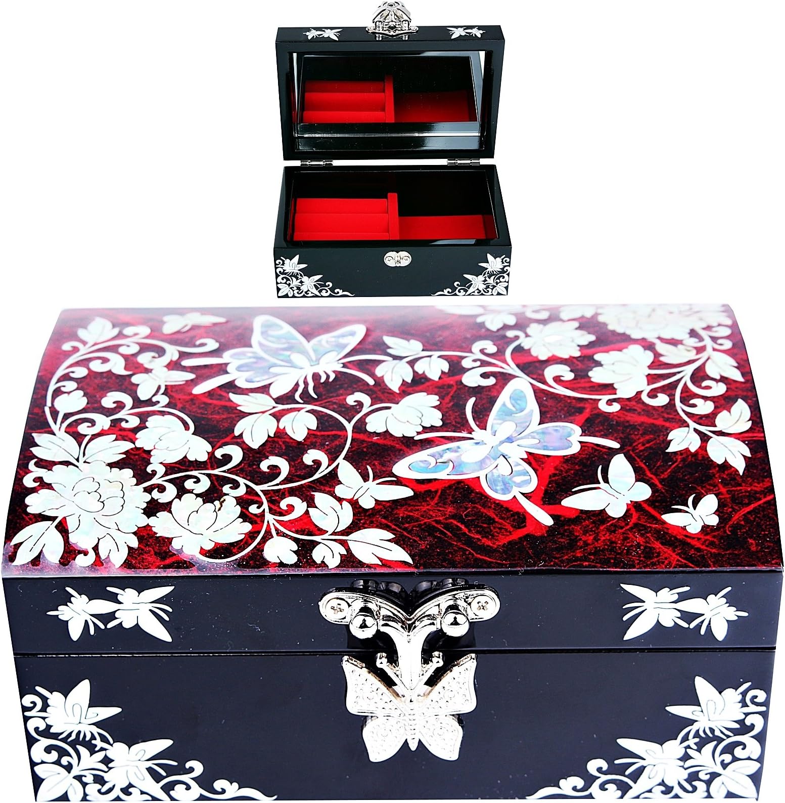Small Jewelry Boxes Organizer Box Gift Box Mother Of Pearl Korea HJL1001 Red