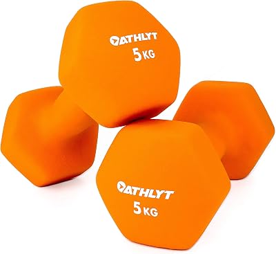 Athlyt Neoprene Dip Dumbbell Set 2 x 5kg Orange Neoprene Coated