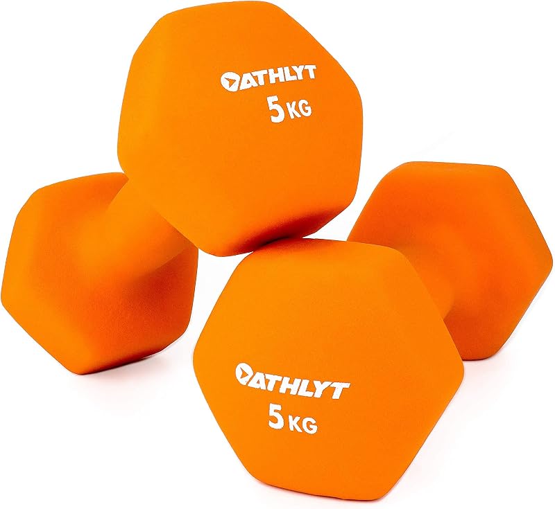 Athlyt Neoprene Dip Dumbbell Set 2 x 5kg Orange Neoprene Coated