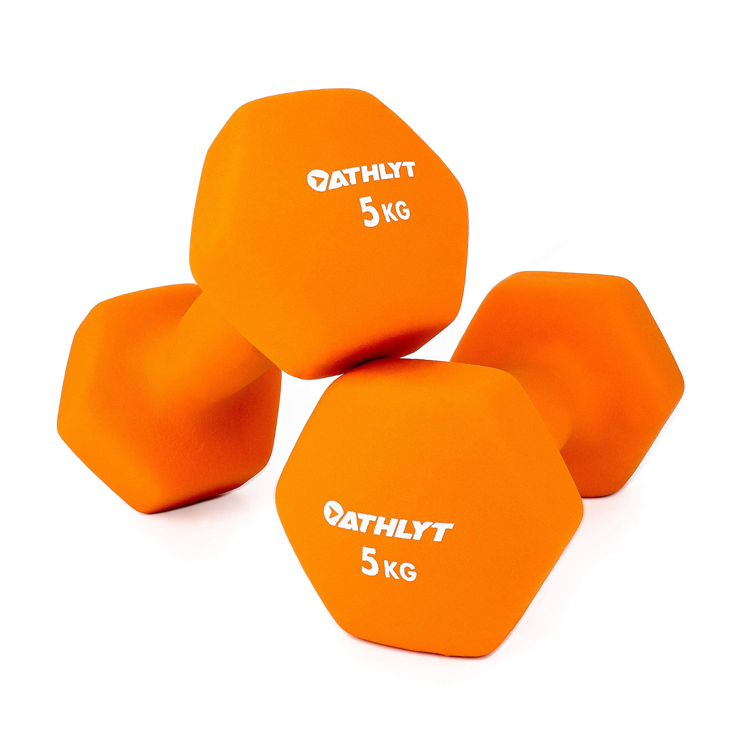 Athlyt Neoprene Dip Dumbbell Set, 2 x 5kg, Orange