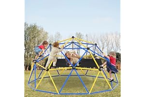 SENCHO GINSYTALIOR Climbing Dome,10FT Dome Climber with Hammock, Outdoor Play Equipment for 3 to 10 Children, Supports Jungle Gym up to 1,000 lbs, Rust Resistant, Easy to Assemble, Gift for Kids, Blue+Yellow