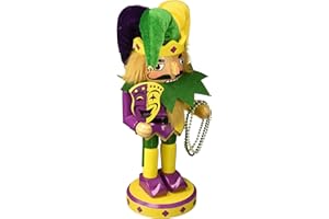 Santa's Workshop Mardi Gras Jester Nutcracker Figurine, 10" Tall, Purple/Yellow/Green